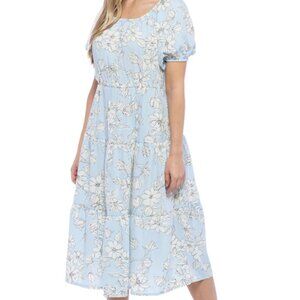 ModCloth & Parker and Rowe 3x Tiered Blue & White Floral Dress